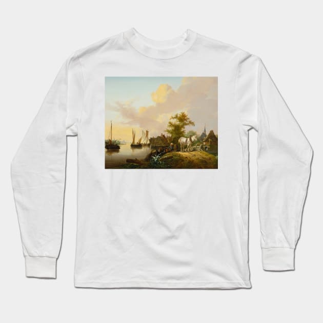 Peasants Unloading Cargo by Jan van Os Long Sleeve T-Shirt by Classic Art Stall
